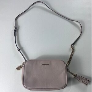 Michael Kors Pink Pebbled Leather Crossbody Bag Tassel Chain Strap (Missing M)